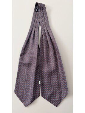 Holliday & Brown London Silk Scarf Ascot Tie England Brown Geometric Pattern
